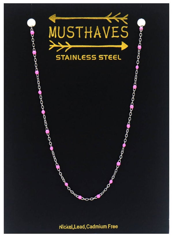 Ketting dots roze van RVS