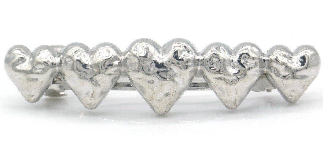 Haarclip hartjes zilver