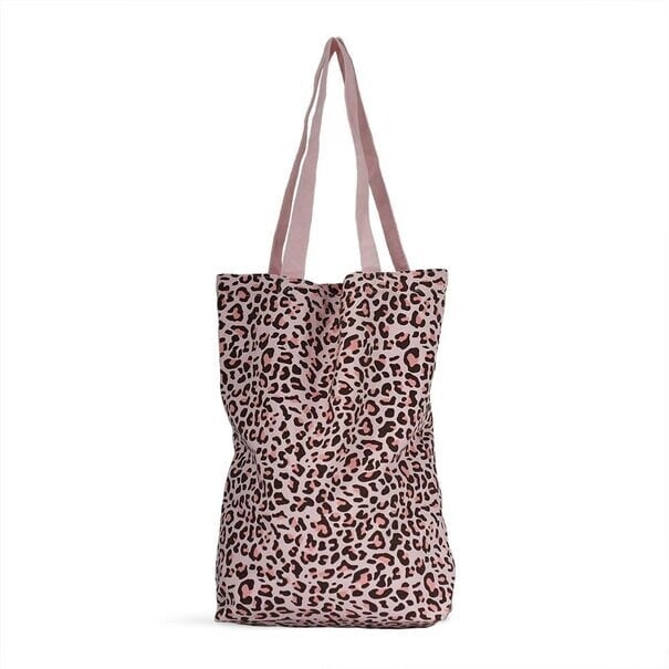 Canvas shopper luipaard roze