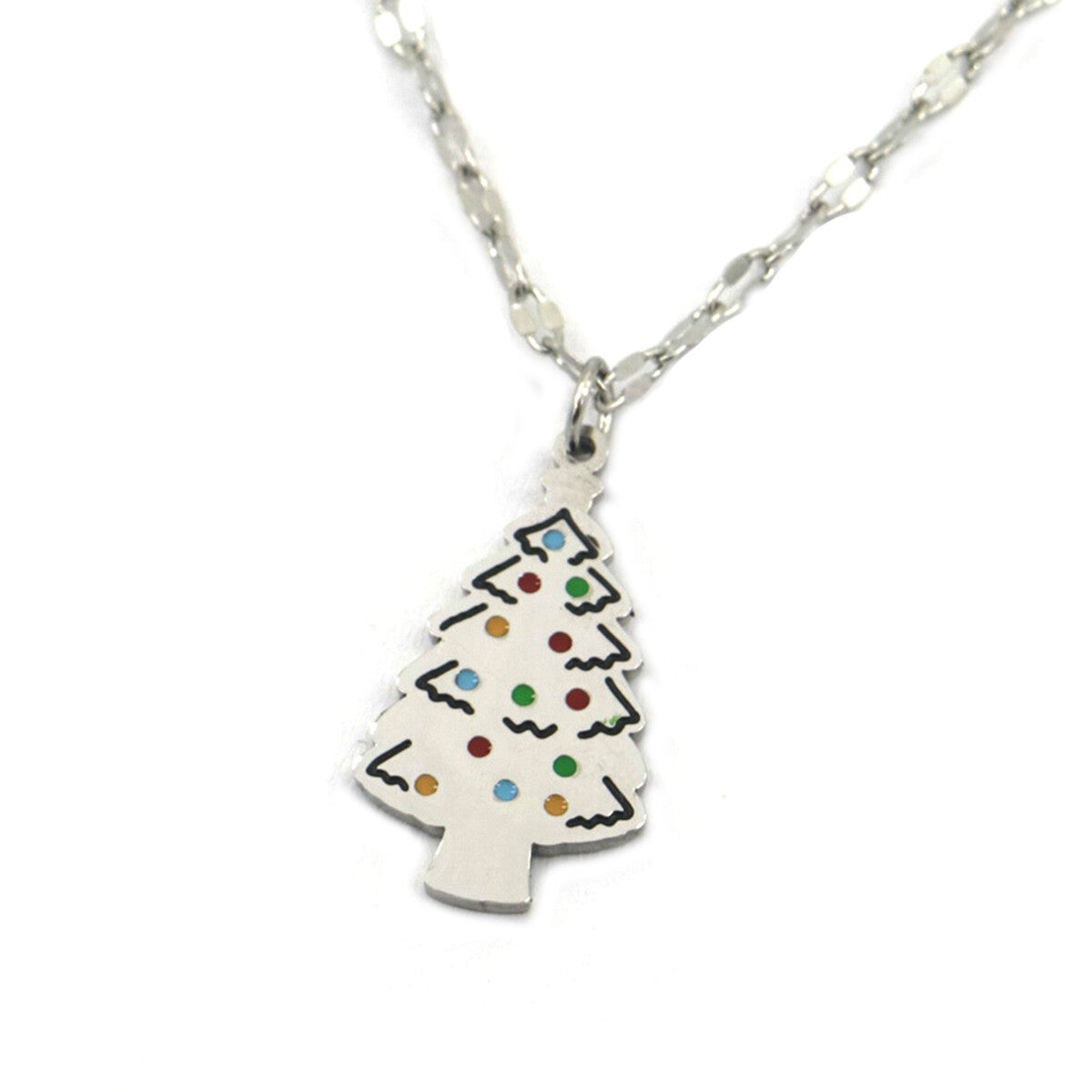 Ketting kerstboom gekleurd zilver van RVS