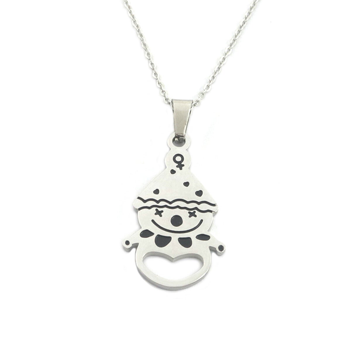 Ketting kerst sneeuwpop zilver van RVS