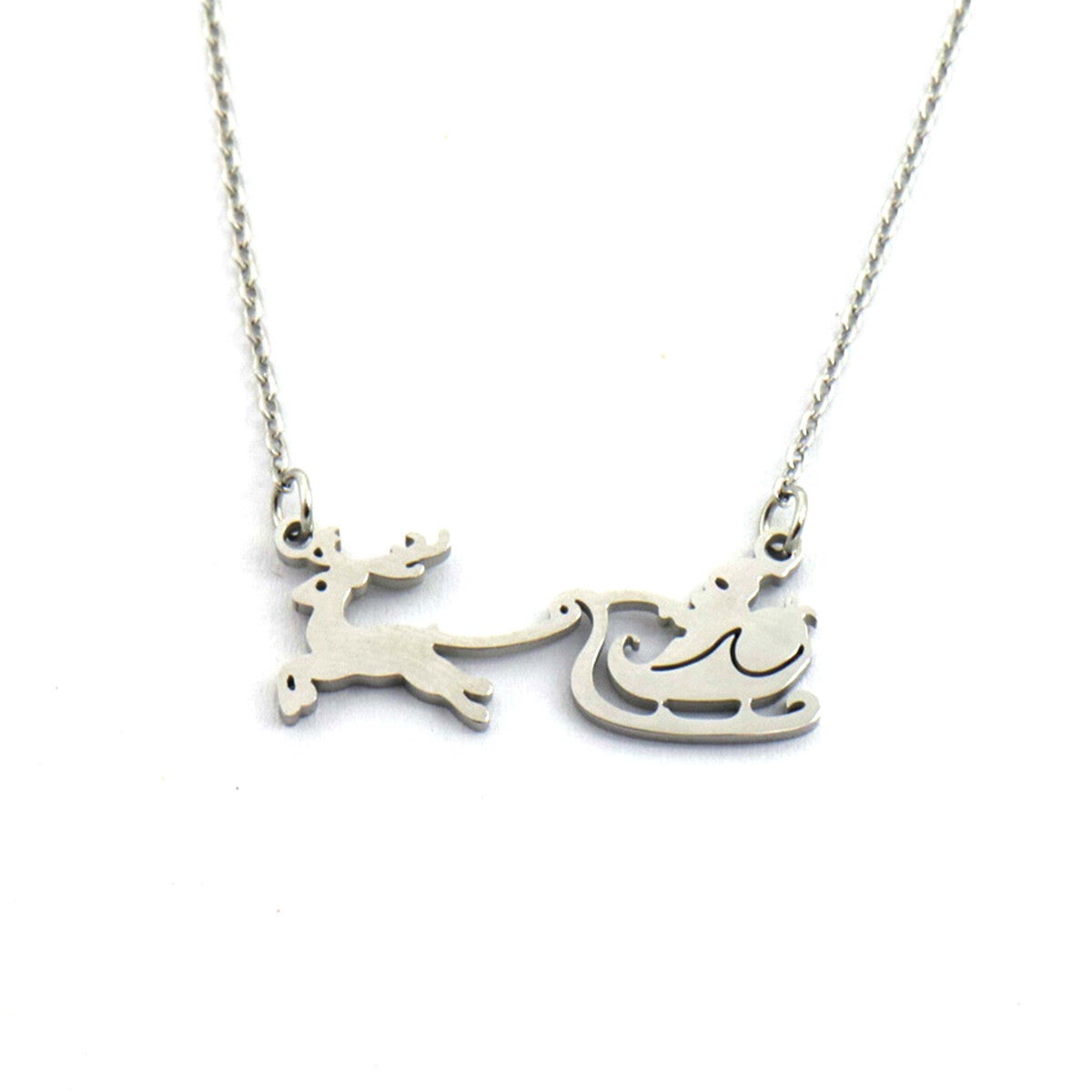 Ketting kerst arrenslee zilver van RVS