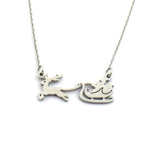 Ketting kerst arrenslee zilver van RVS