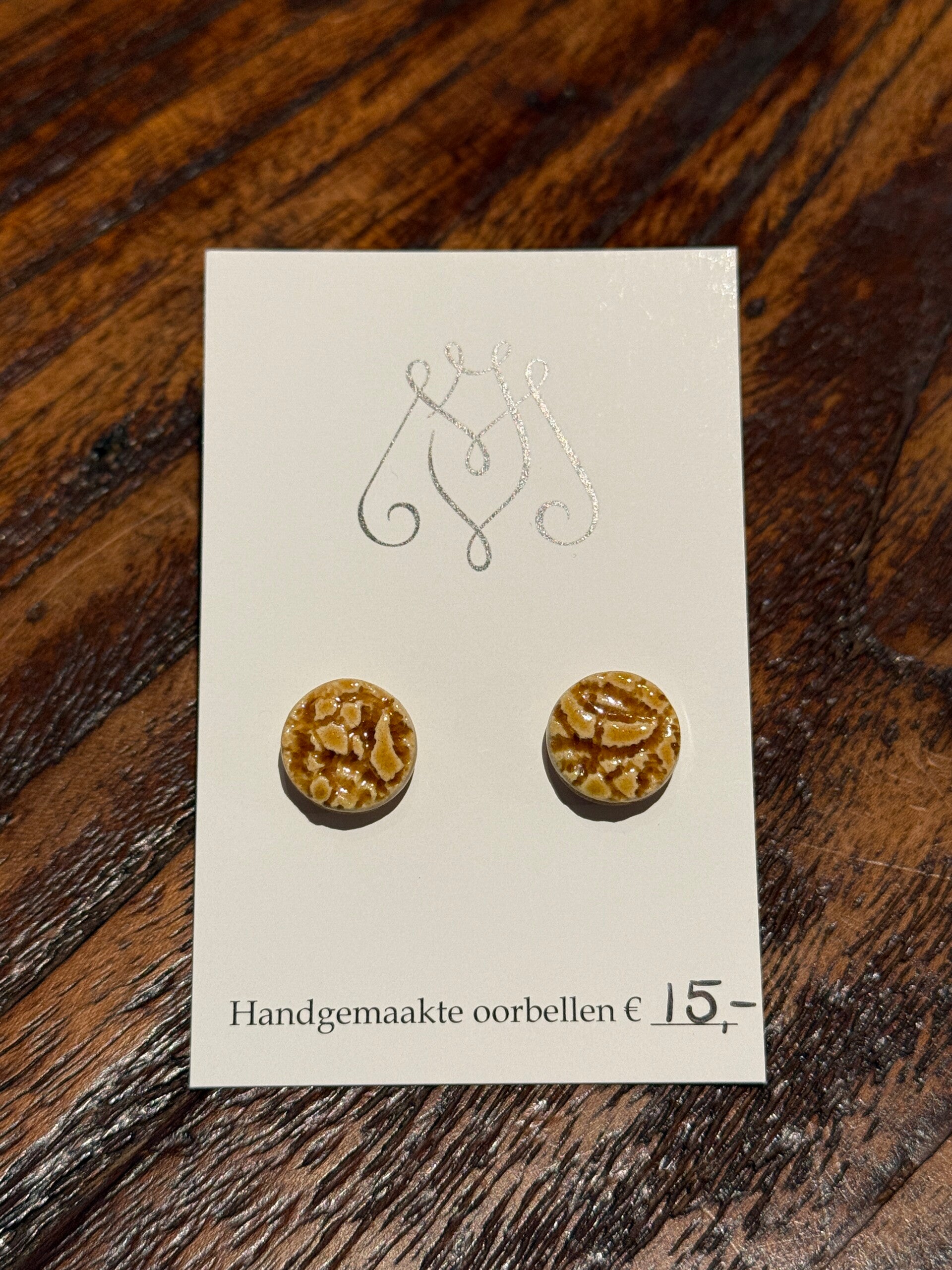 Oorbellen keramiek | Cognac