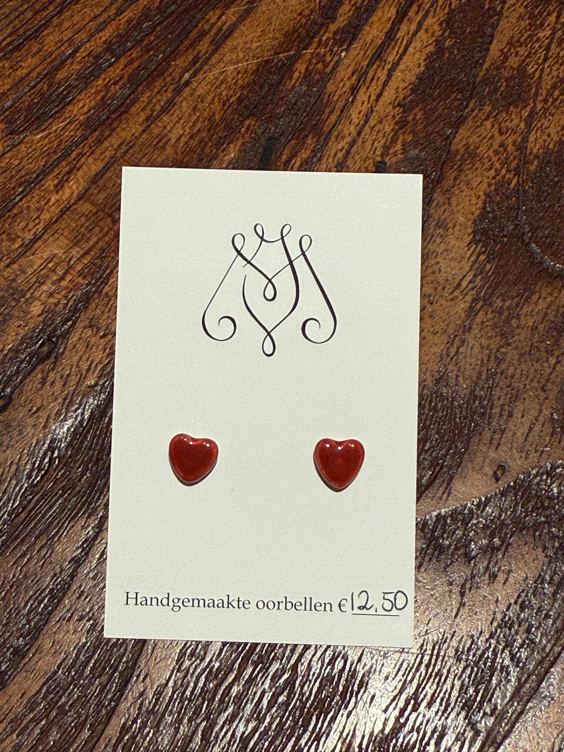 Oorbellen keramiek | hartjes rood
