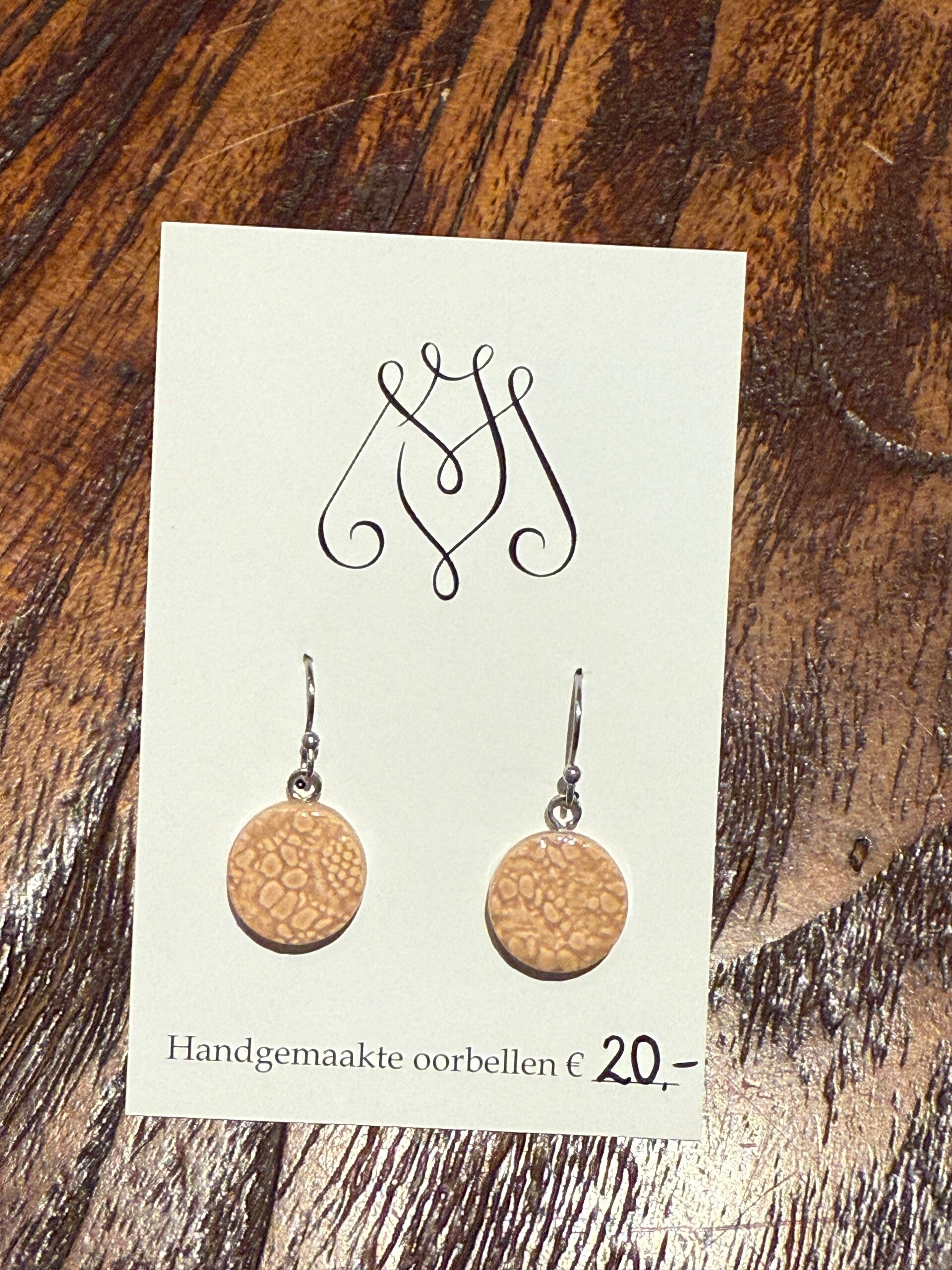 Oorbellen keramiek | Zalm - kant print