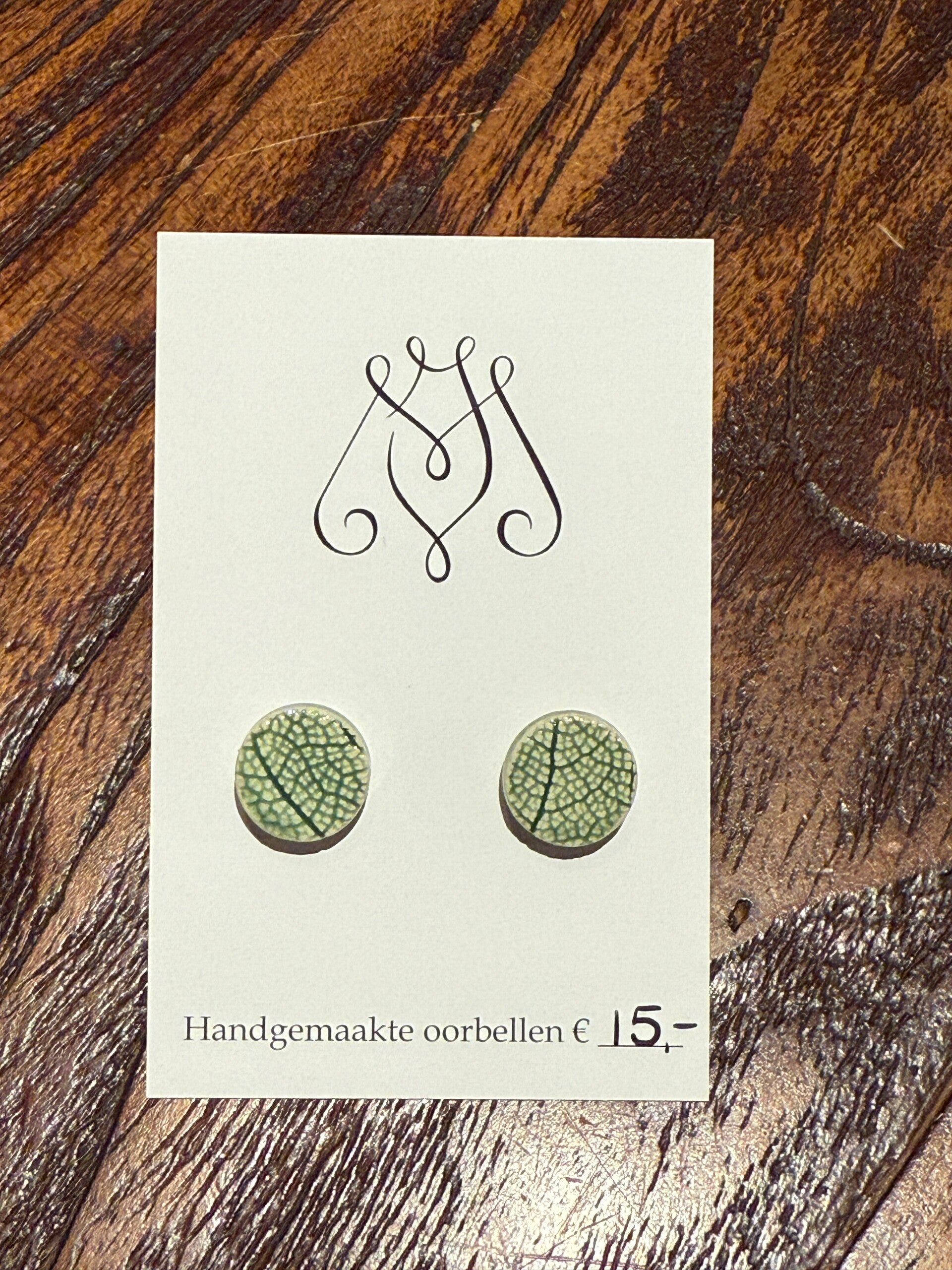 Oorbellen keramiek | Salieblad Lagoon groen