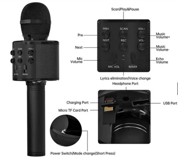 5 Core Microphone Wireless Karaoke Mic With Speaker 3 In 1 Portable Bluetooth Microfono Inalambrico