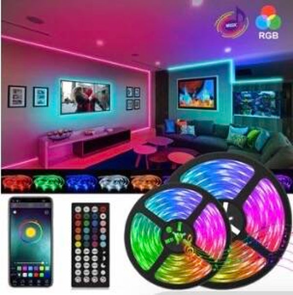BRAND NEW 5050 RGB LED Strip Bluetooth Remote Lights TV Back Lights For Bar Room