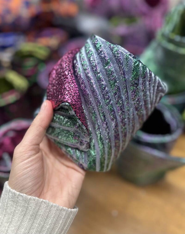 Tulband groen lila met roze