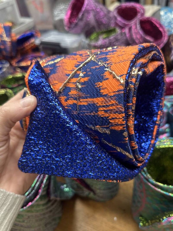 Tulband donker blauw oranje goud