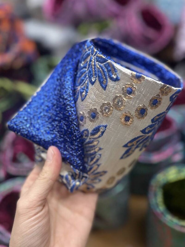 Tulband donker blauw goud