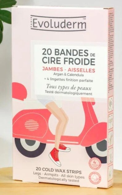 20 Bandes Dépilatoires de Cire Froide - Jambes & Aisselles
