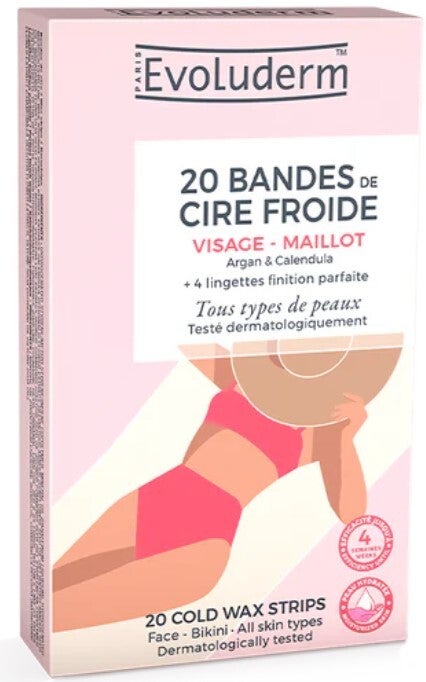 20 Bandes Dépilatoires de Cire Froide - Visage & Maillot