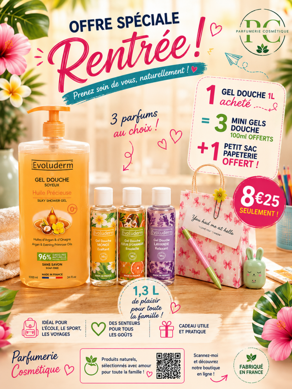 Un gel douche huile précieuse 1L + mini gel douche 100ml