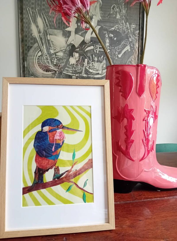 IJsvogel A5 mini poster print in lijst