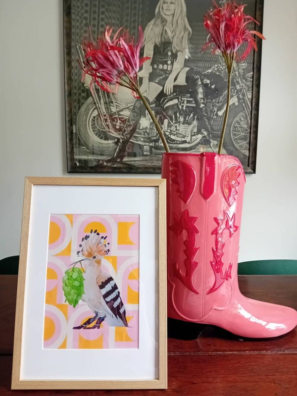 Hopvogel A5 mini poster print in lijst