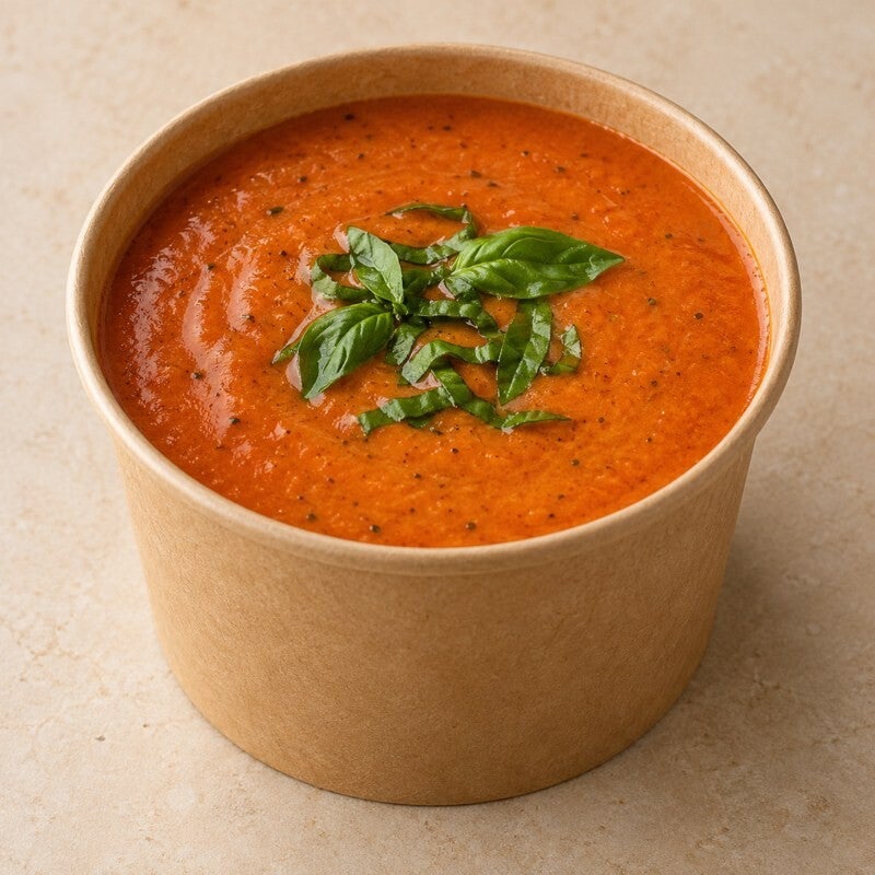 Crema de tomate y albahaca, imagen referencial