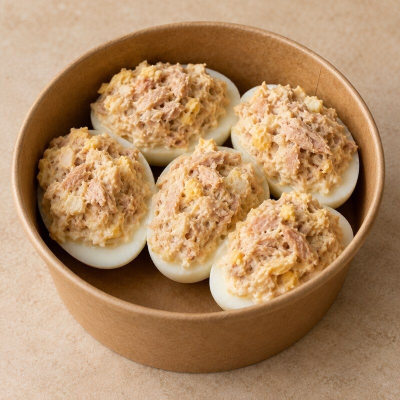 Huevos rellenos de atún, imagen referencial
