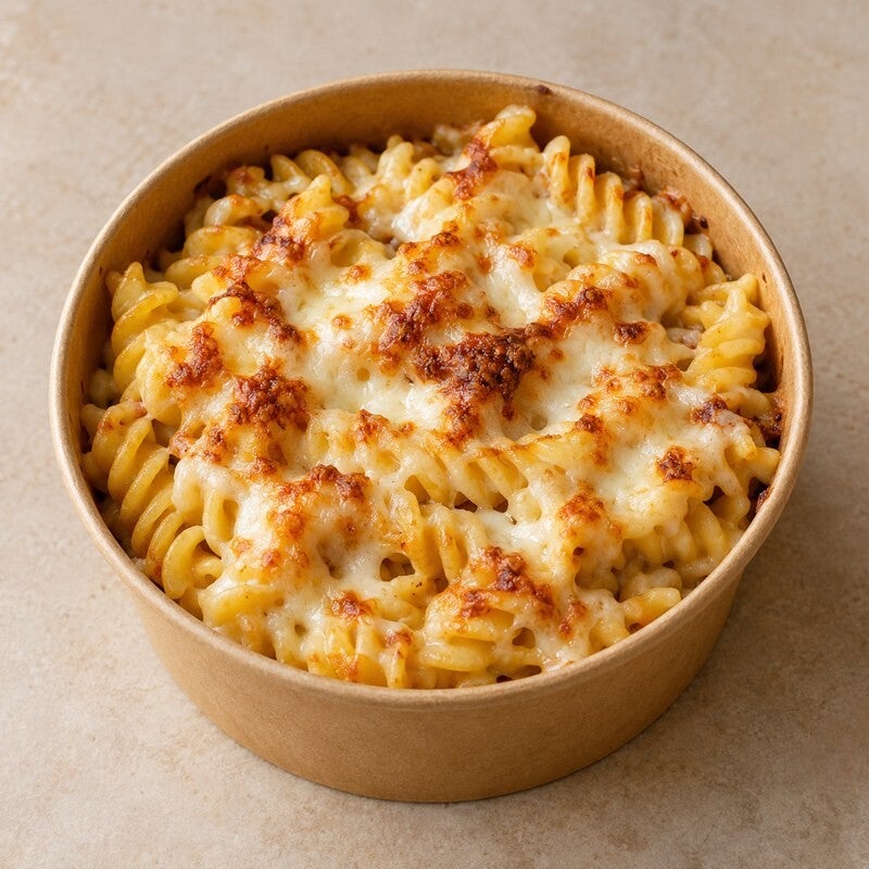 Tornillos gratinados con mozzarella, imagen referencial