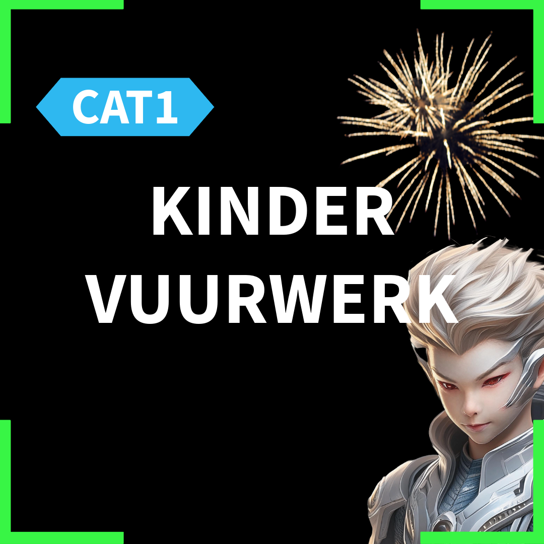 Bij Vuurwerk Eemnes en Cat1vuurwerkkopen.nl vindt u de grootste collectie kindervuurwerk, ook bekend als cat1 vuurwerk of fop en schets vuurwerk. Ons uitgebreide assortiment omvat maar liefst 140 cat1 artikelen, waaronder knettellint, knalerwten, sterretj