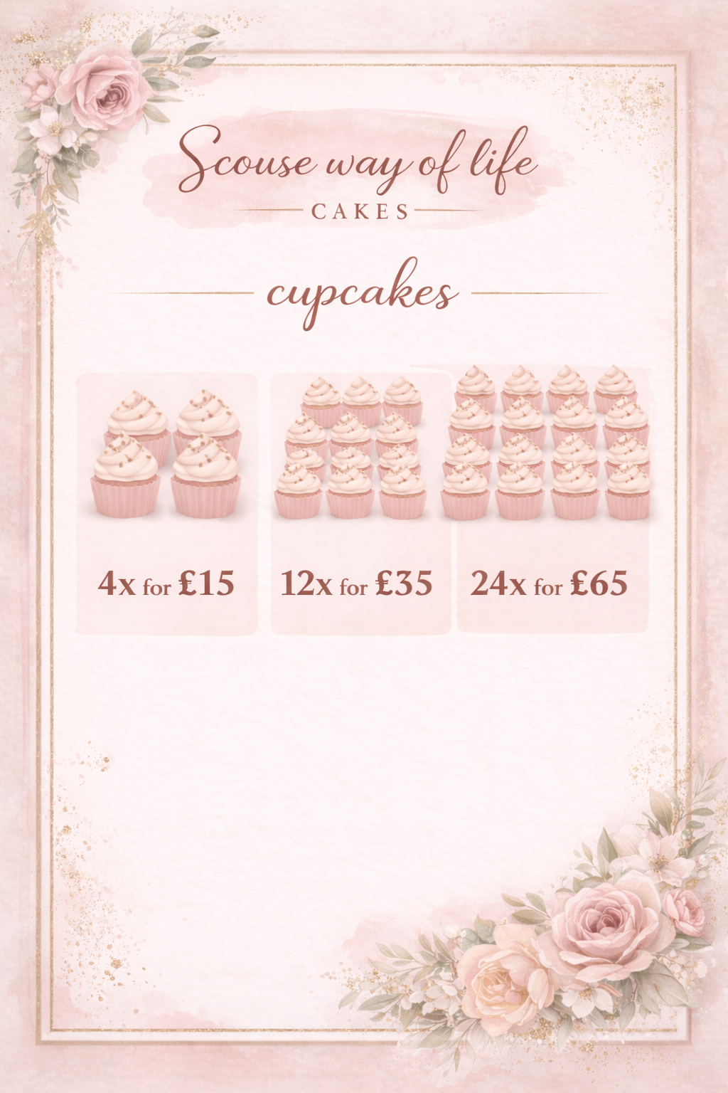 Cupcakes Customisable  x4 x12 or x24 *READ DESCRIPTION BEFORE ORDERING*