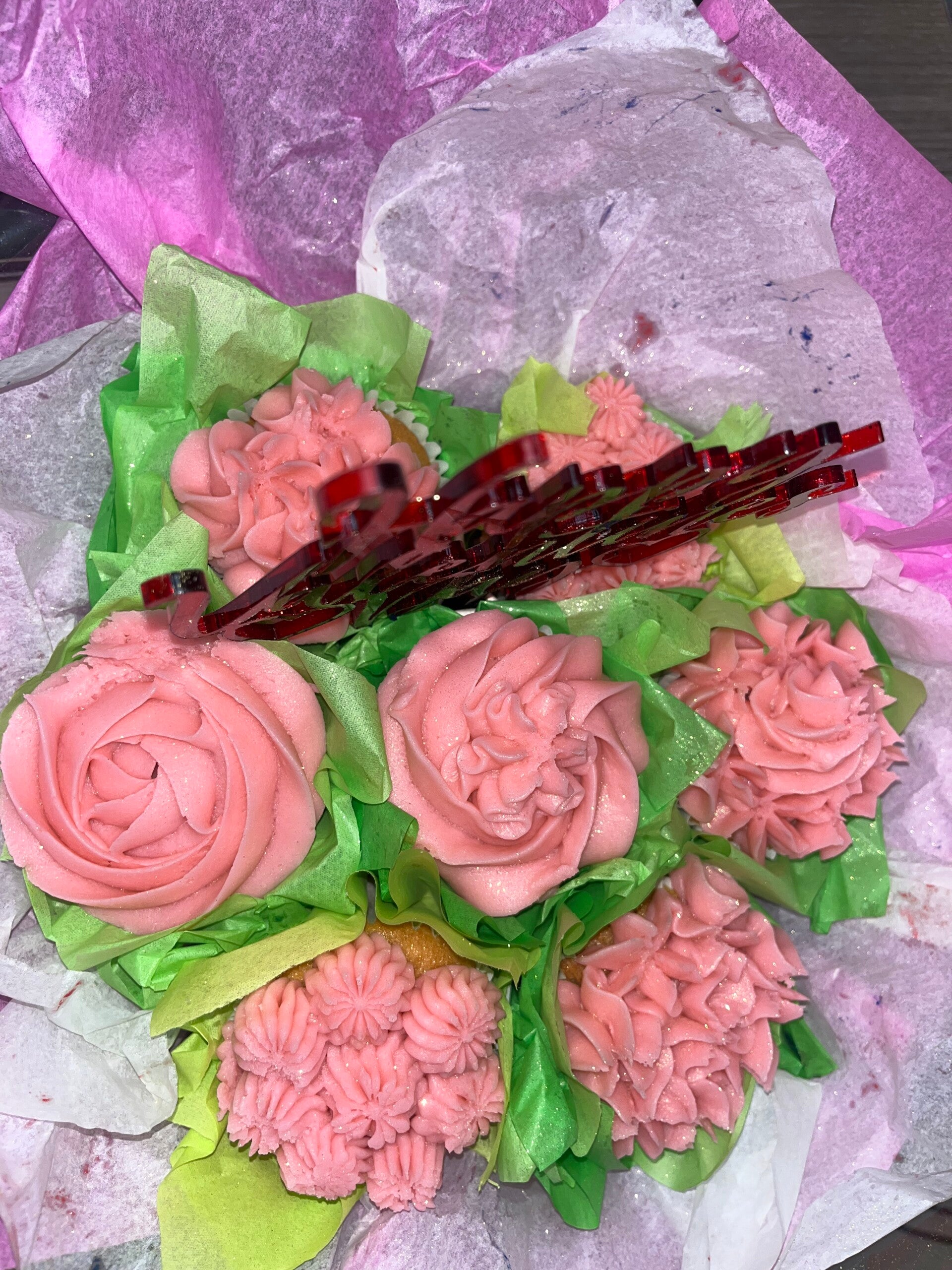 Valentines cupcakes bouquet (PINK)  (pre order)