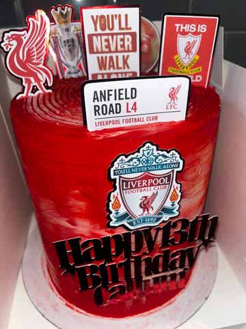 Liverpool birthday cake 7” x 4 layers *READ DESCRIPTION BEFORE ORDERING*