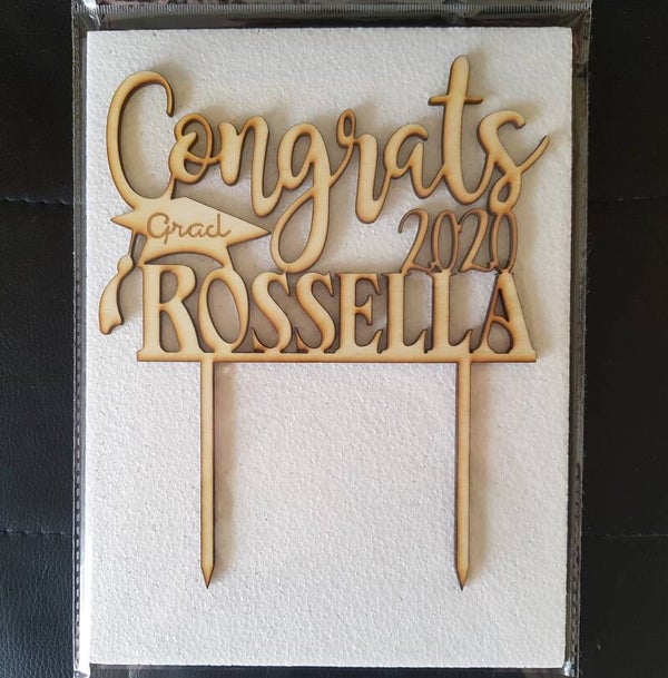 Laurea cake topper personalizzato legno