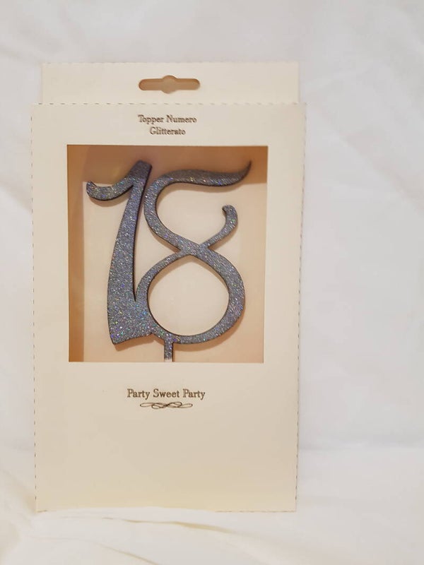 Topper legno glitter compleanno 18