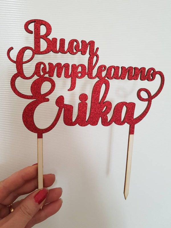 topper torta Buon compleanno con nome
