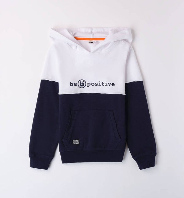 Felpa bicolore bianca e blu