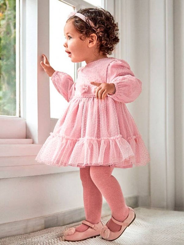 Abito elegante rosa con pois