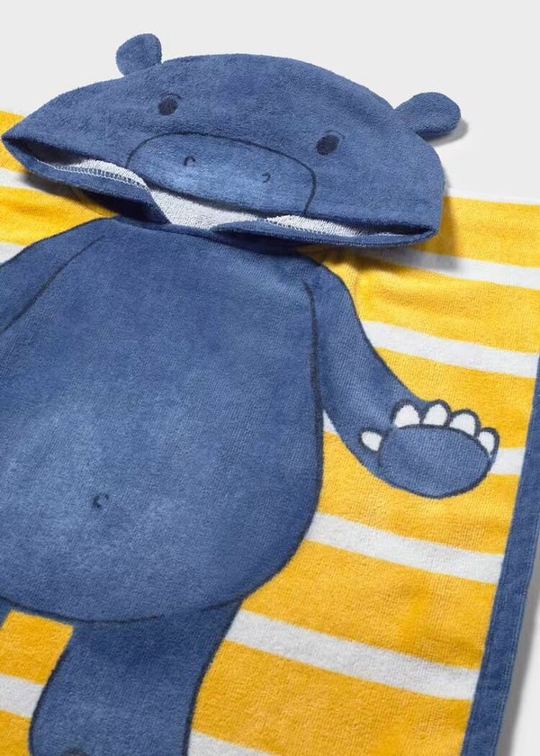 Asciugamano mare con cappuccio stampa ippopotamo