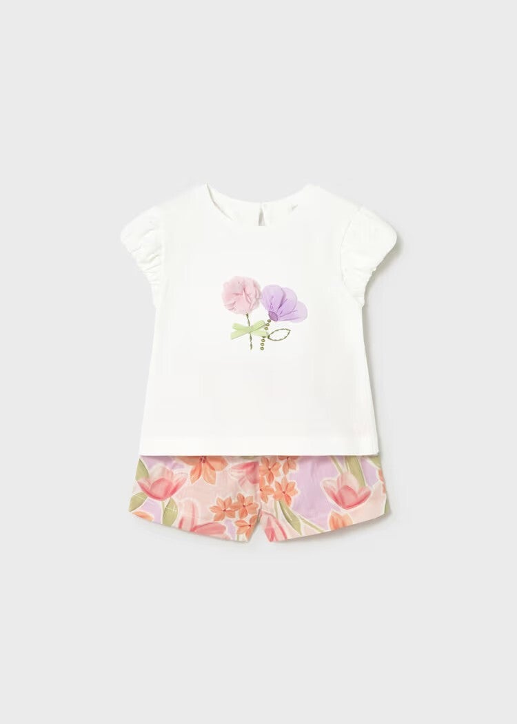 Completo maglietta e bermuda stampa fiori