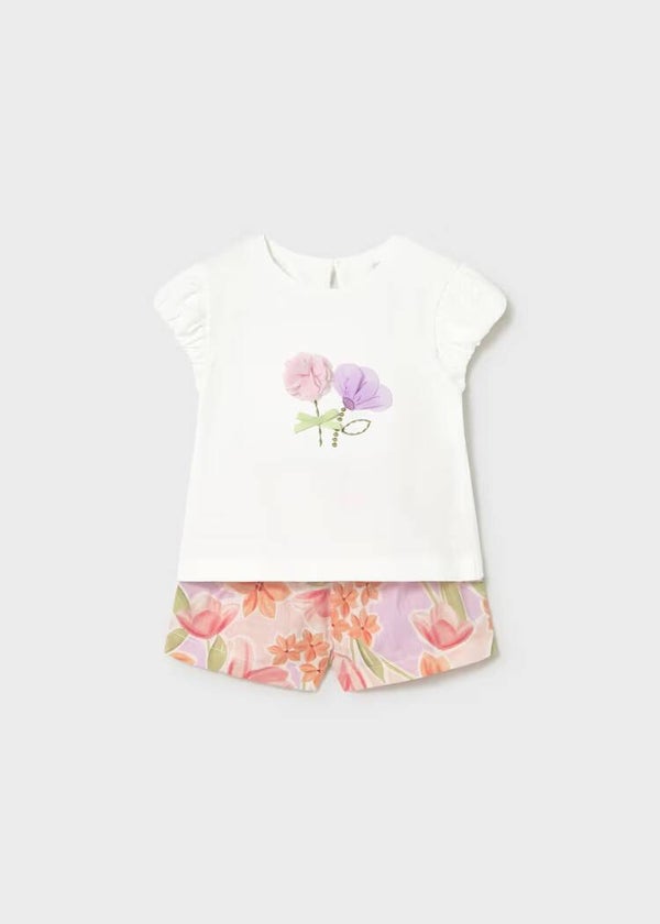 Completo maglietta e bermuda stampa fiori