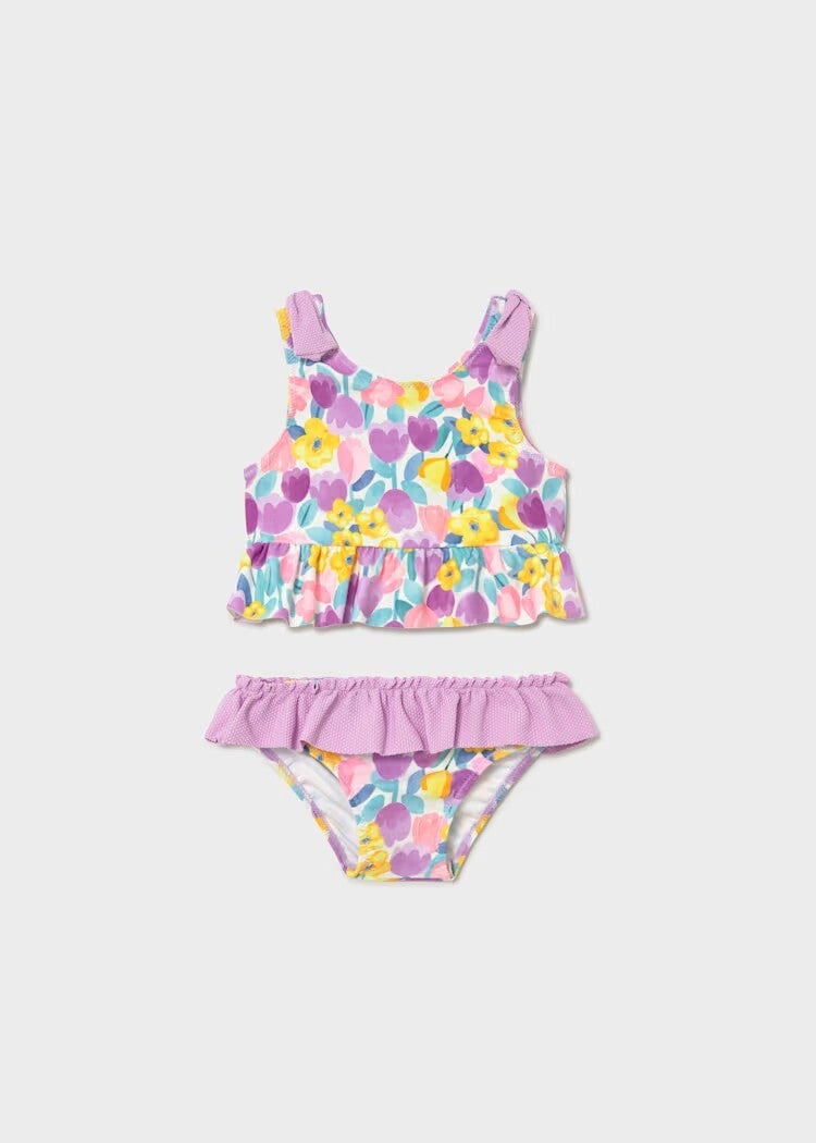 Costume 2 pezzi stampa fiori lilla