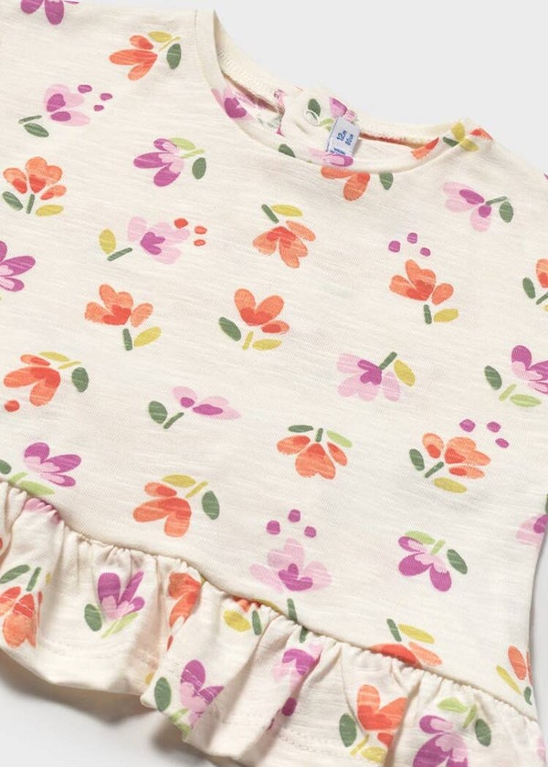 Completo maglietta stampa floreale pietra e pantaloncino carota
