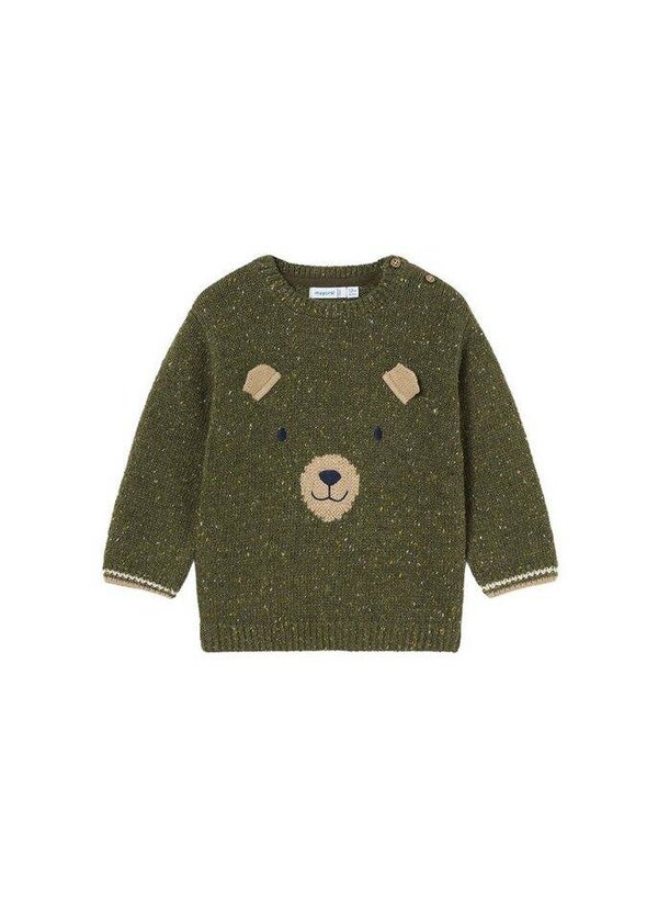 Maglione stampa orso verde bosco