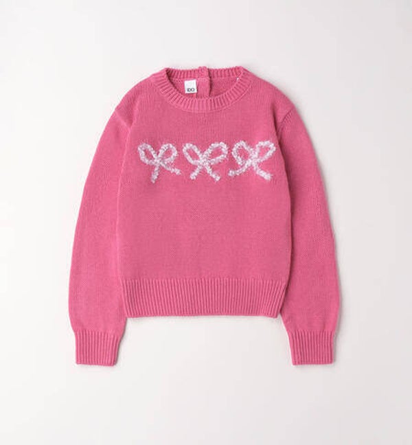 Maglione tricot con fiocchi rosa