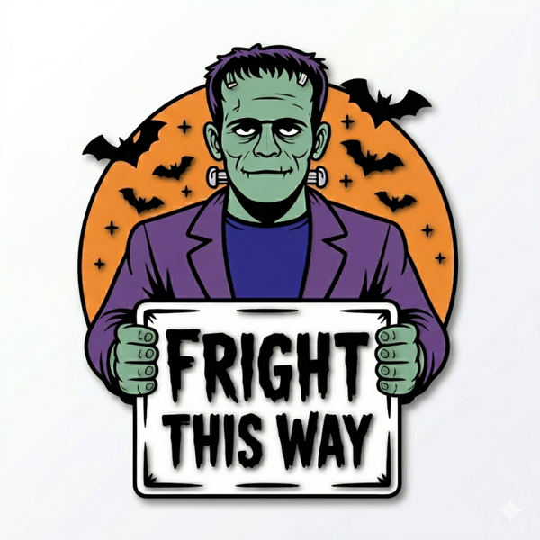 Frankenstein "Fright This Way" houten deurbord