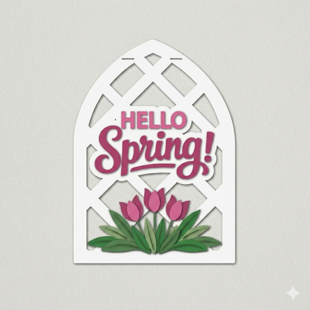 Luxe Voorjaarsdecoratie 'Hello Spring' – Handgemaakt van Hout – Diameter 30 cm