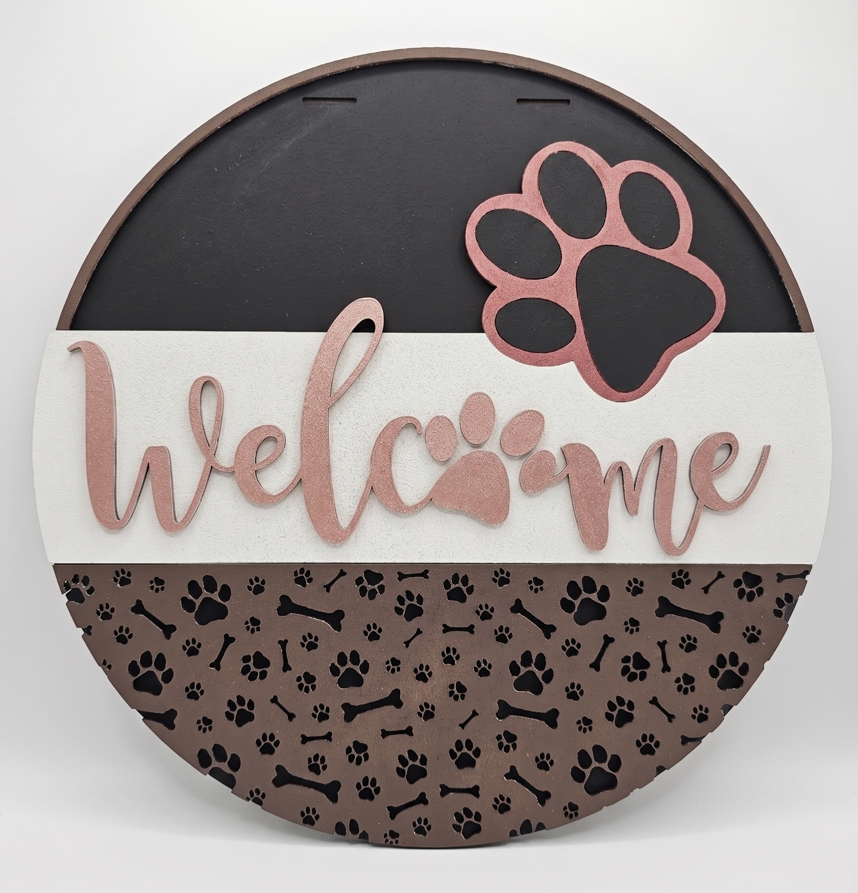 Welkomstbord 'Pawprint' – Handgemaakt Houten Decoratiebord (30 cm)