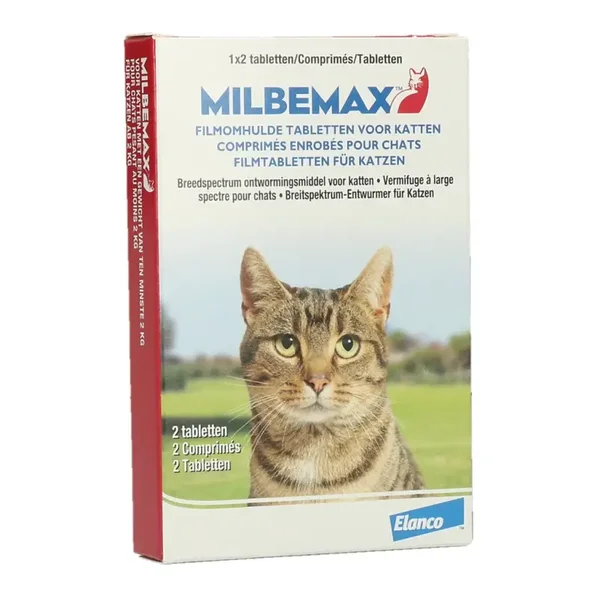 Worm Milbemax Tabletten Kat Groot >2kg 2 tabl.