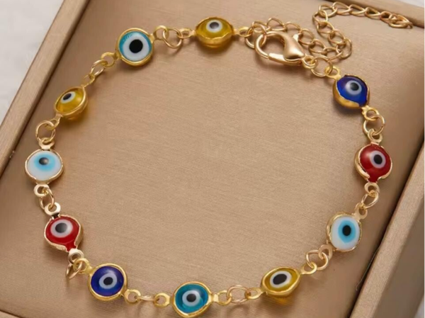 Rainbow evil eye bracelet for women
