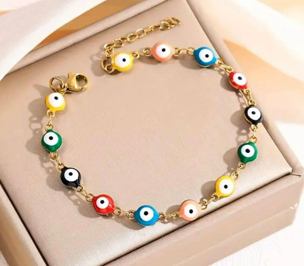 rainbow evil eye bracelet\|
