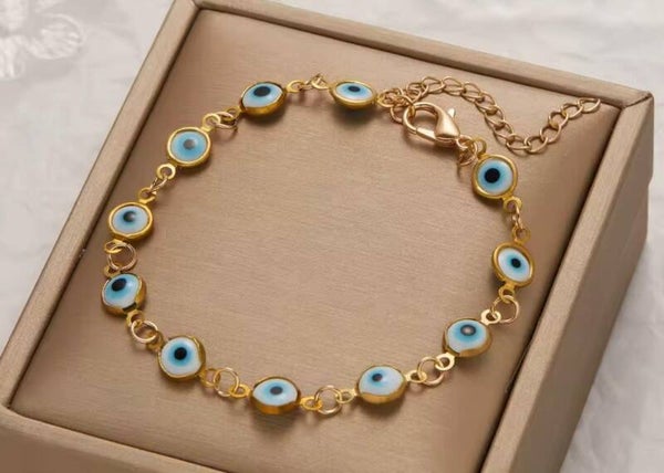 Blue evil eye bracelet for women