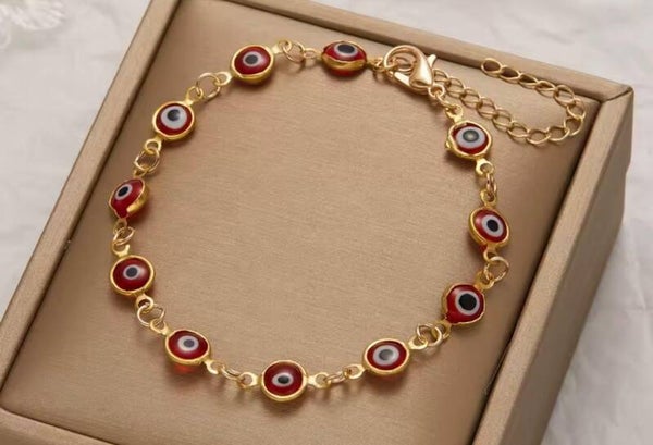 Red evil eye bracelet for women