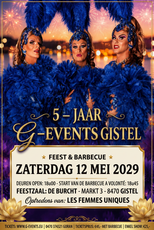 ZATERDAG 12 MEI 2029 - LES FEMMES UNIQUES + BARBECUE