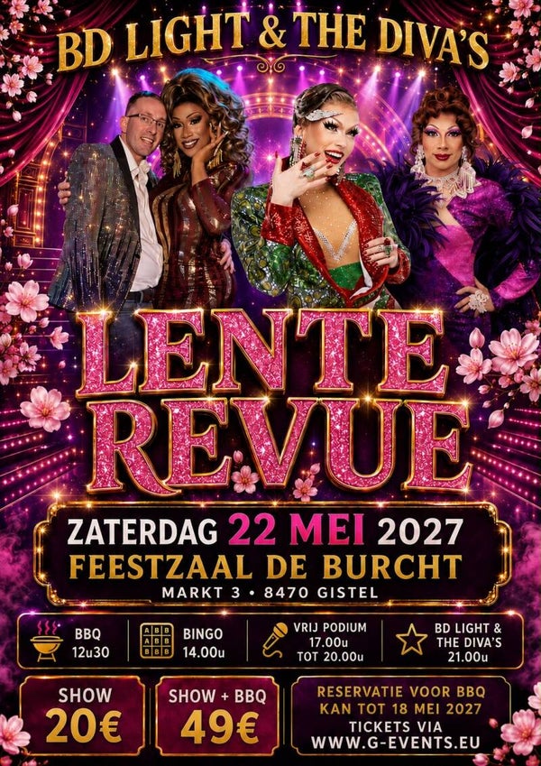 ZATERDAG 22 MEI 2027 - LENTESHOW + BINGO G-EVENTS GISTEL